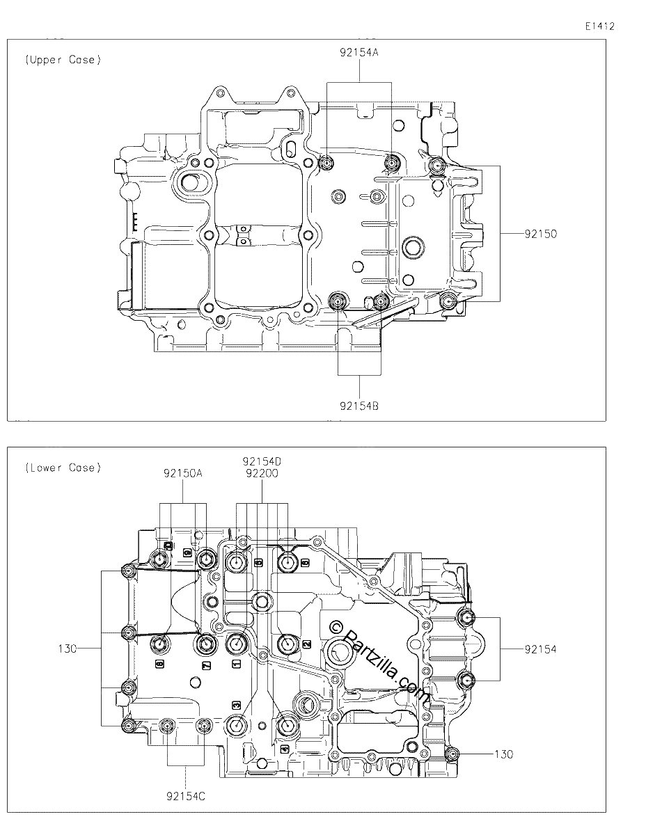 Diagrama de CRANKCASE BOLT PATTERN