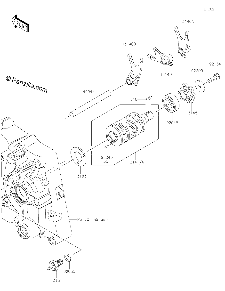 Diagrama de GEAR CHANGE DRUM SHIFT FORK S