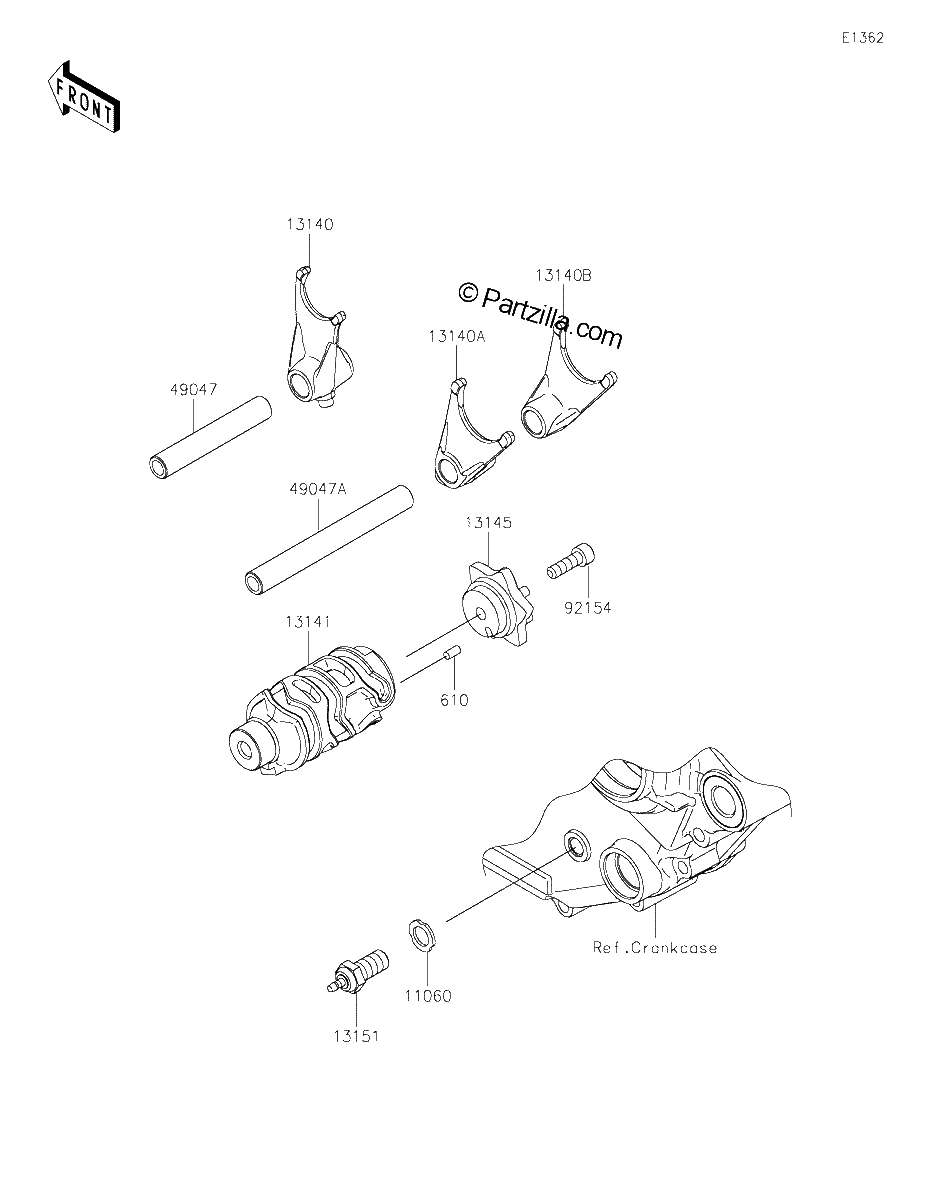 Diagrama de GEAR CHANGE DRUM SHIFT FORK S