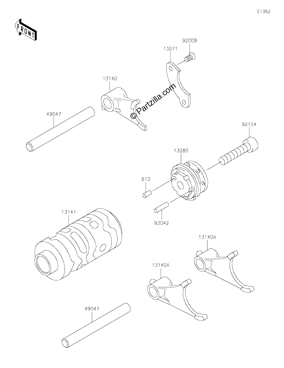 Diagrama de GEAR CHANGE DRUM SHIFT FORK S