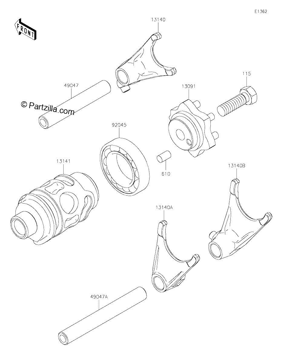 Diagrama de GEAR CHANGE DRUM SHIFT FORK S