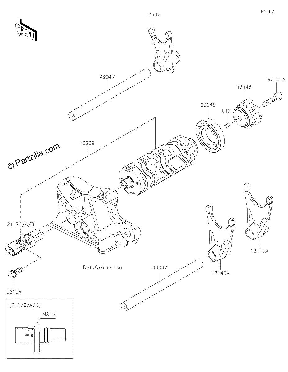 Diagrama de GEAR CHANGE DRUM SHIFT FORK S