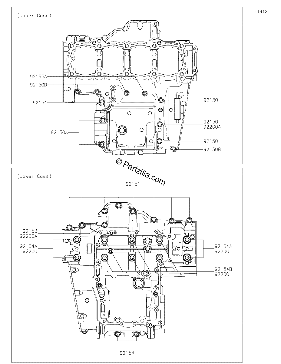 Diagrama de CRANKCASE BOLT PATTERN