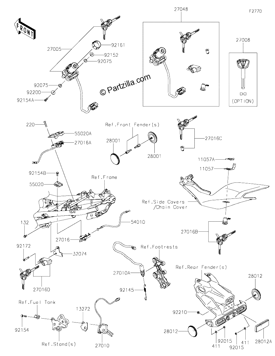 Diagrama de IGNITION SWITCH LOCKS REFLECTORS