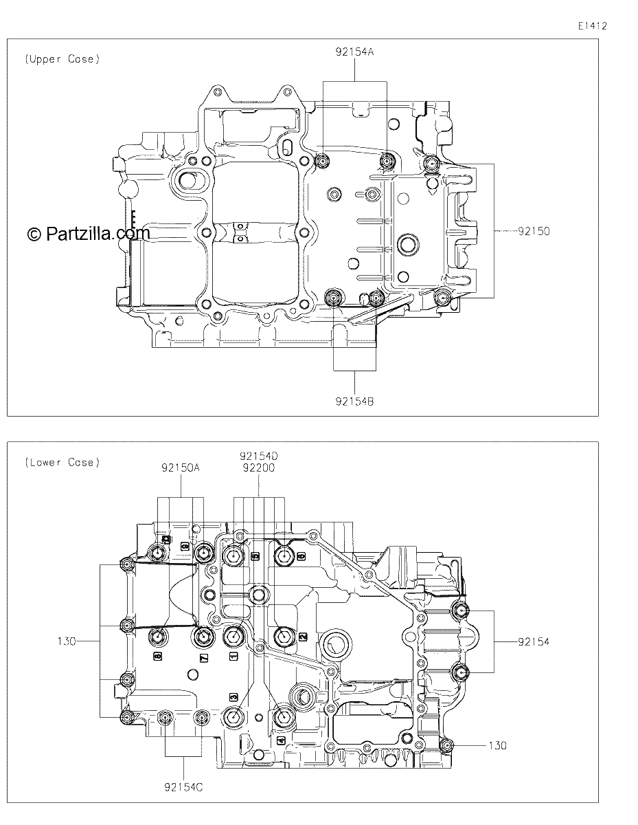 Diagrama de CRANKCASE BOLT PATTERN