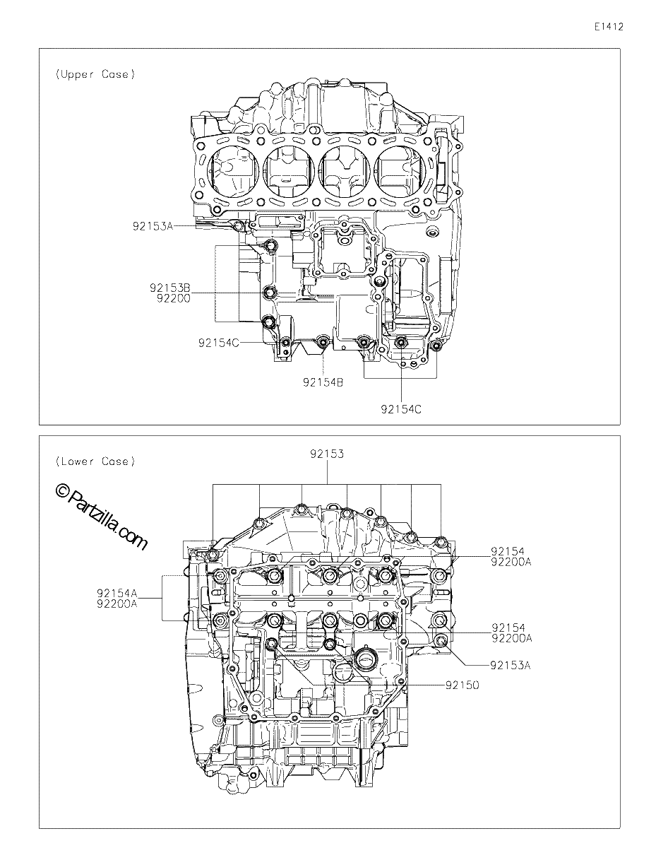 Diagrama de CRANKCASE BOLT PATTERN