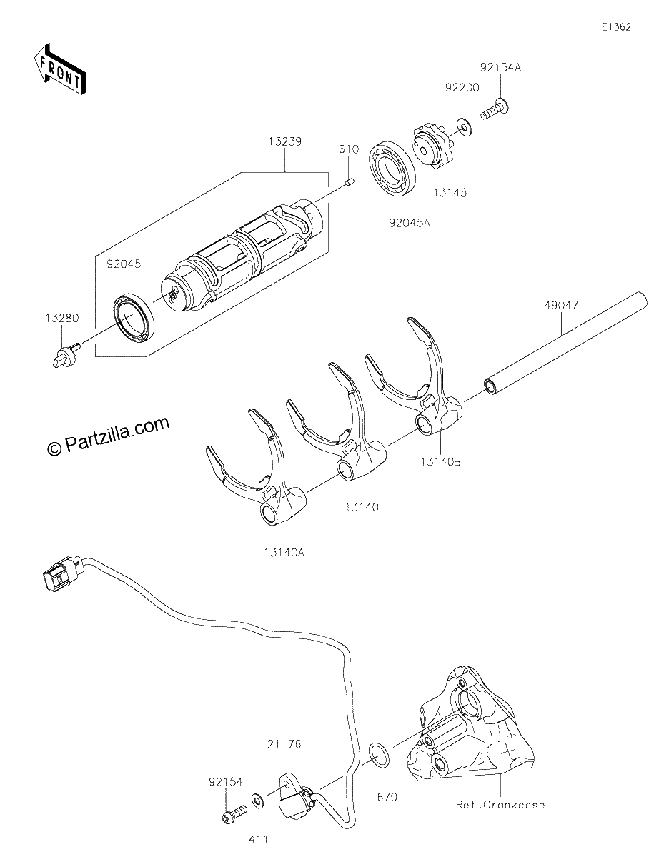 Diagrama de GEAR CHANGE DRUM SHIFT FORK S