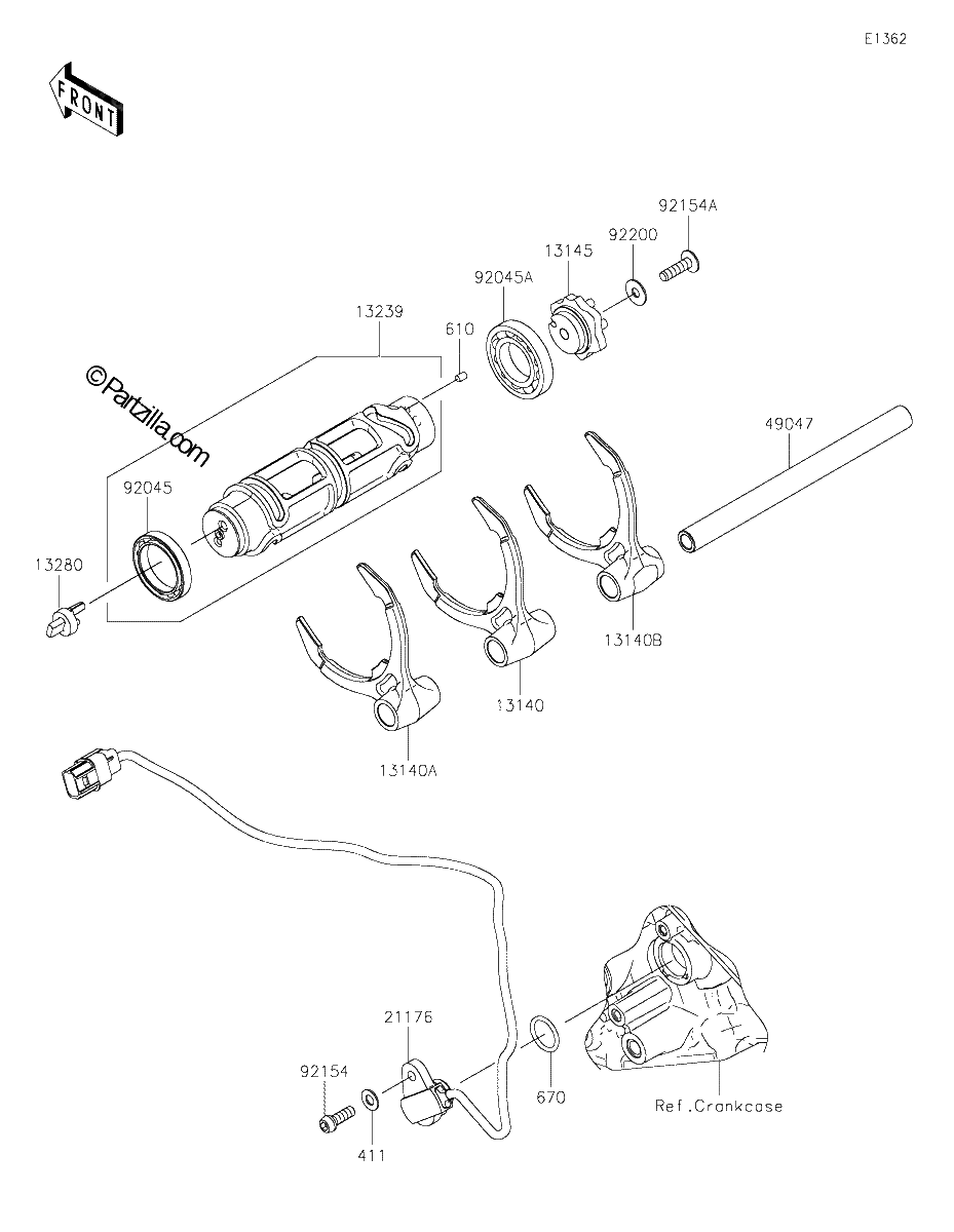Diagrama de GEAR CHANGE DRUM SHIFT FORK S