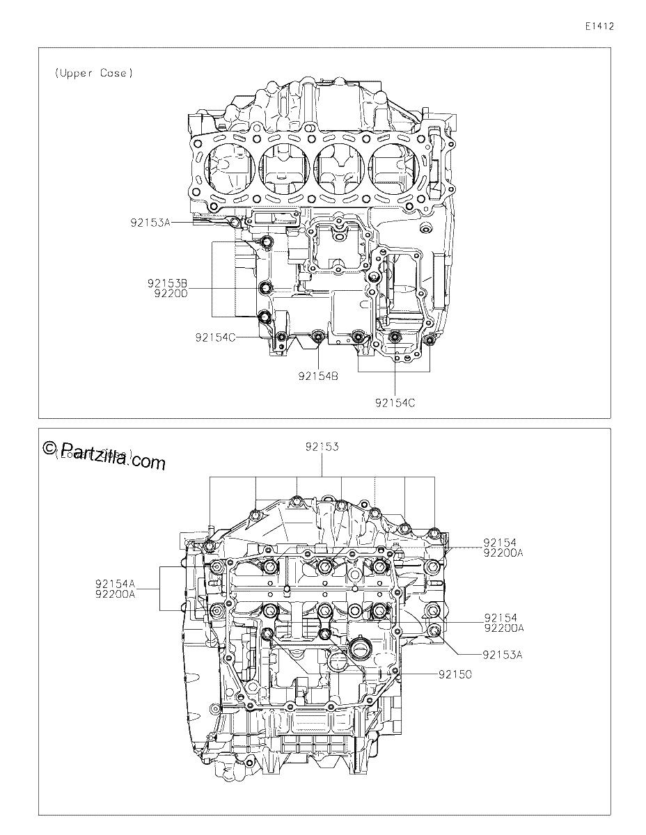 Diagrama de CRANKCASE BOLT PATTERN