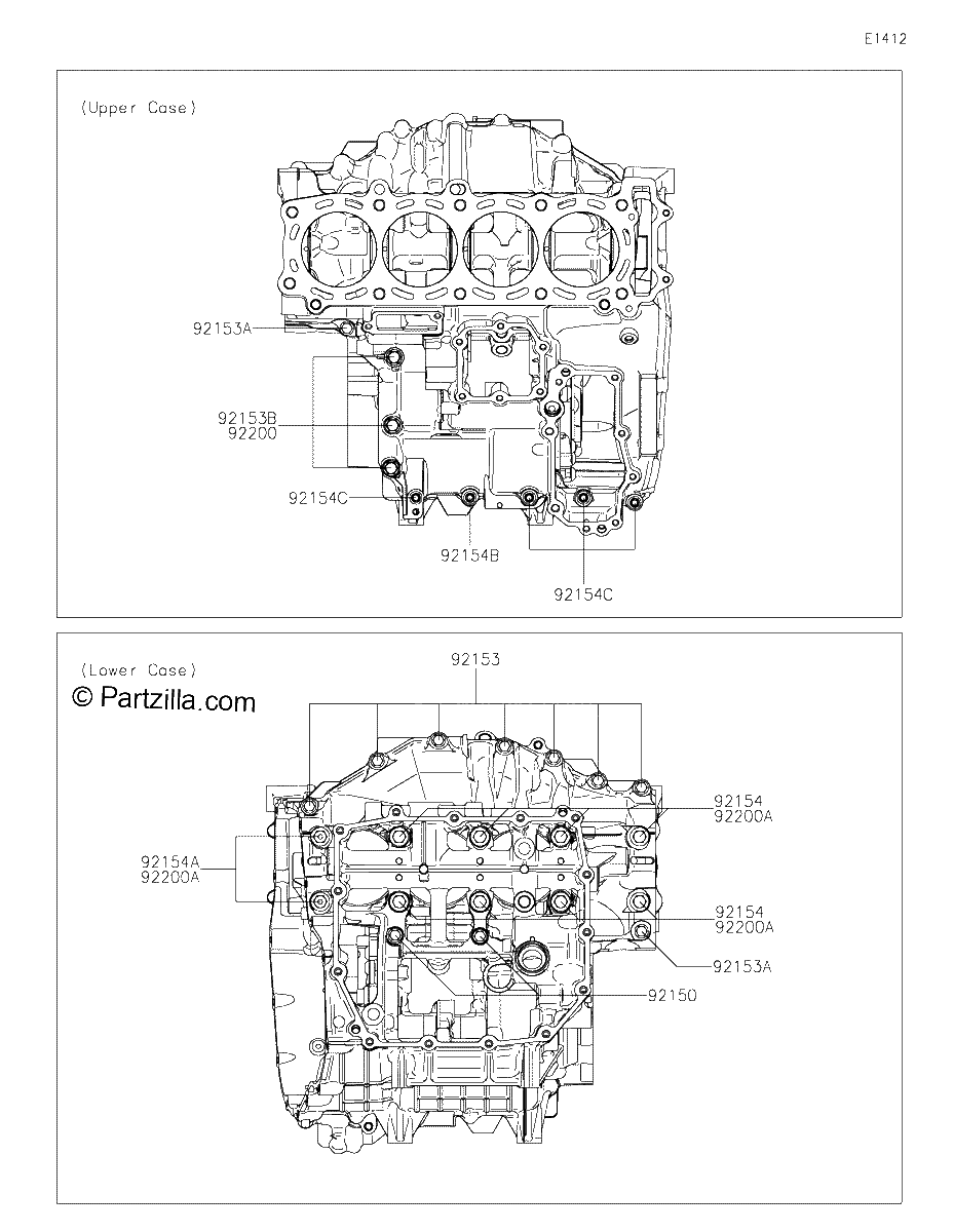 Diagrama de CRANKCASE BOLT PATTERN