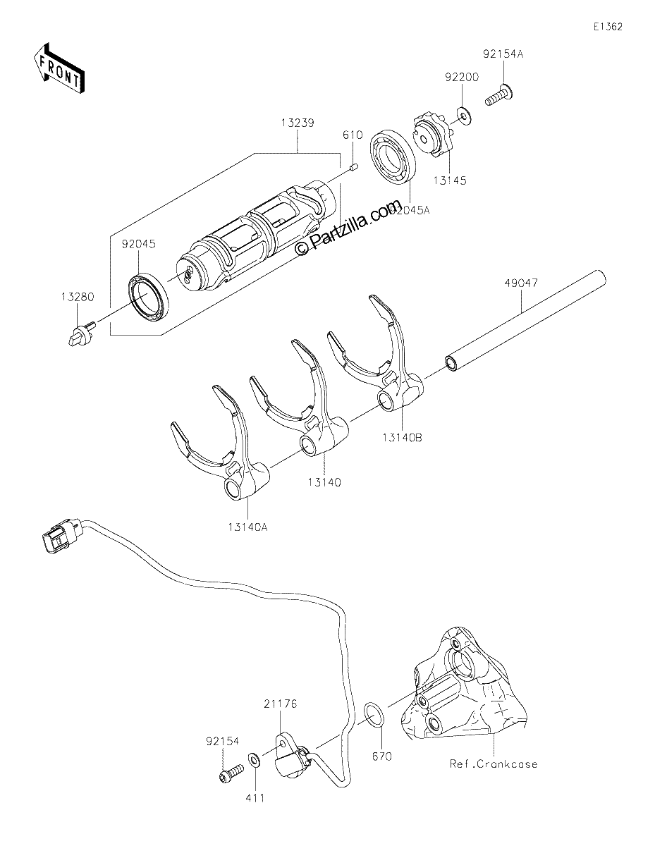 Diagrama de GEAR CHANGE DRUM SHIFT FORK S