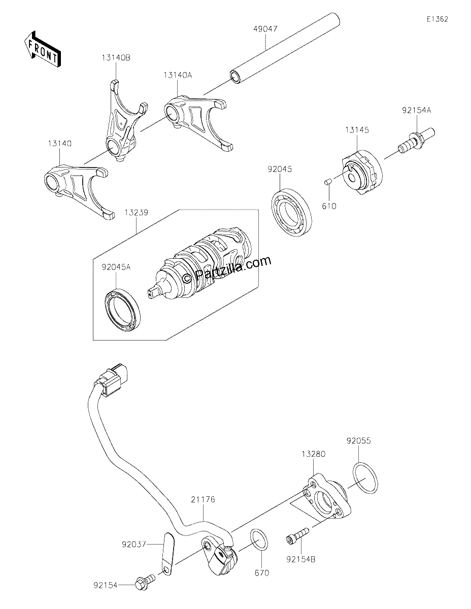 Diagrama de GEAR CHANGE DRUM SHIFT FORK S