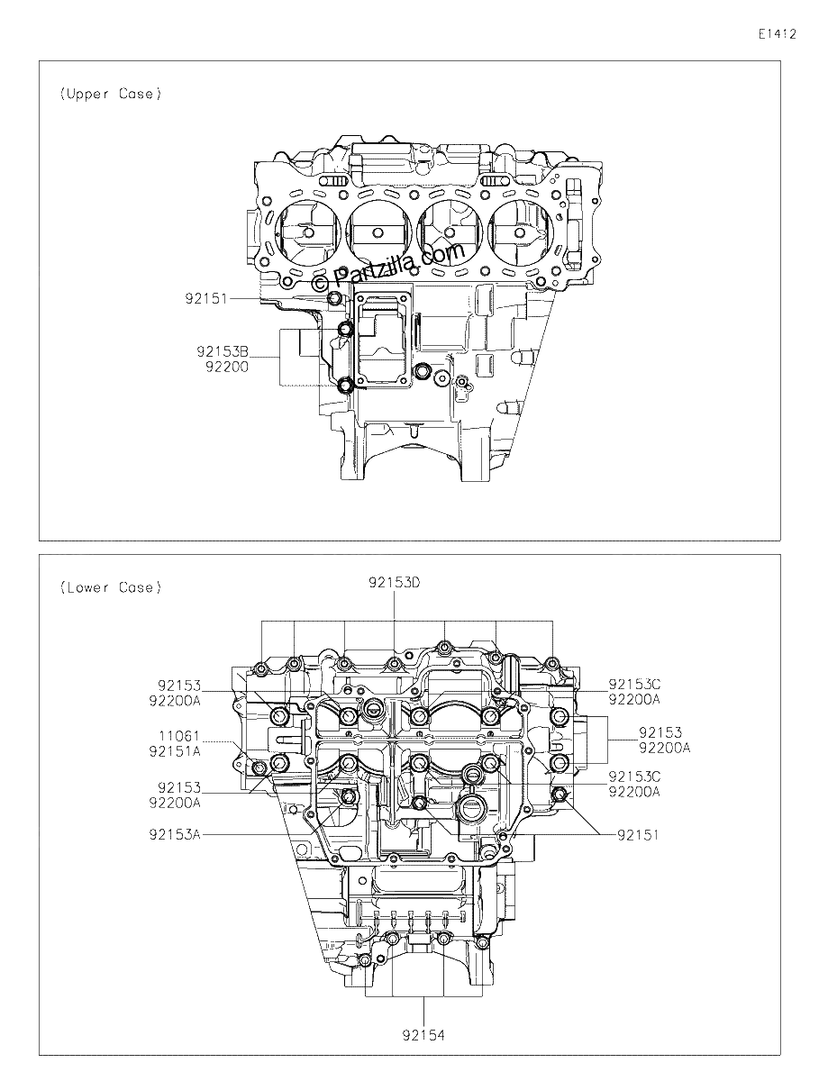 Diagrama de CRANKCASE BOLT PATTERN