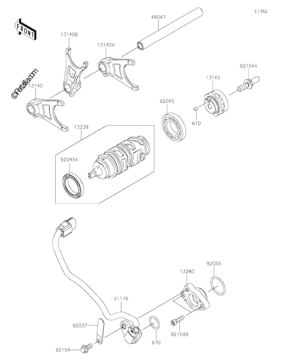 Diagrama de GEAR CHANGE DRUM SHIFT FORK S
