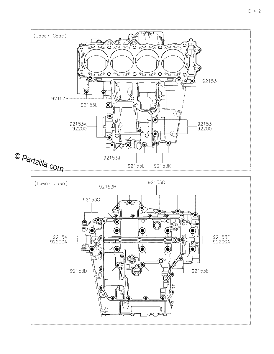 Diagrama de CRANKCASE BOLT PATTERN