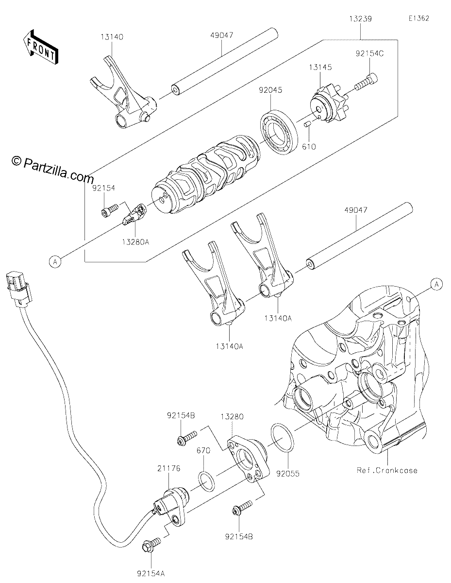 Diagrama de GEAR CHANGE DRUM SHIFT FORK S