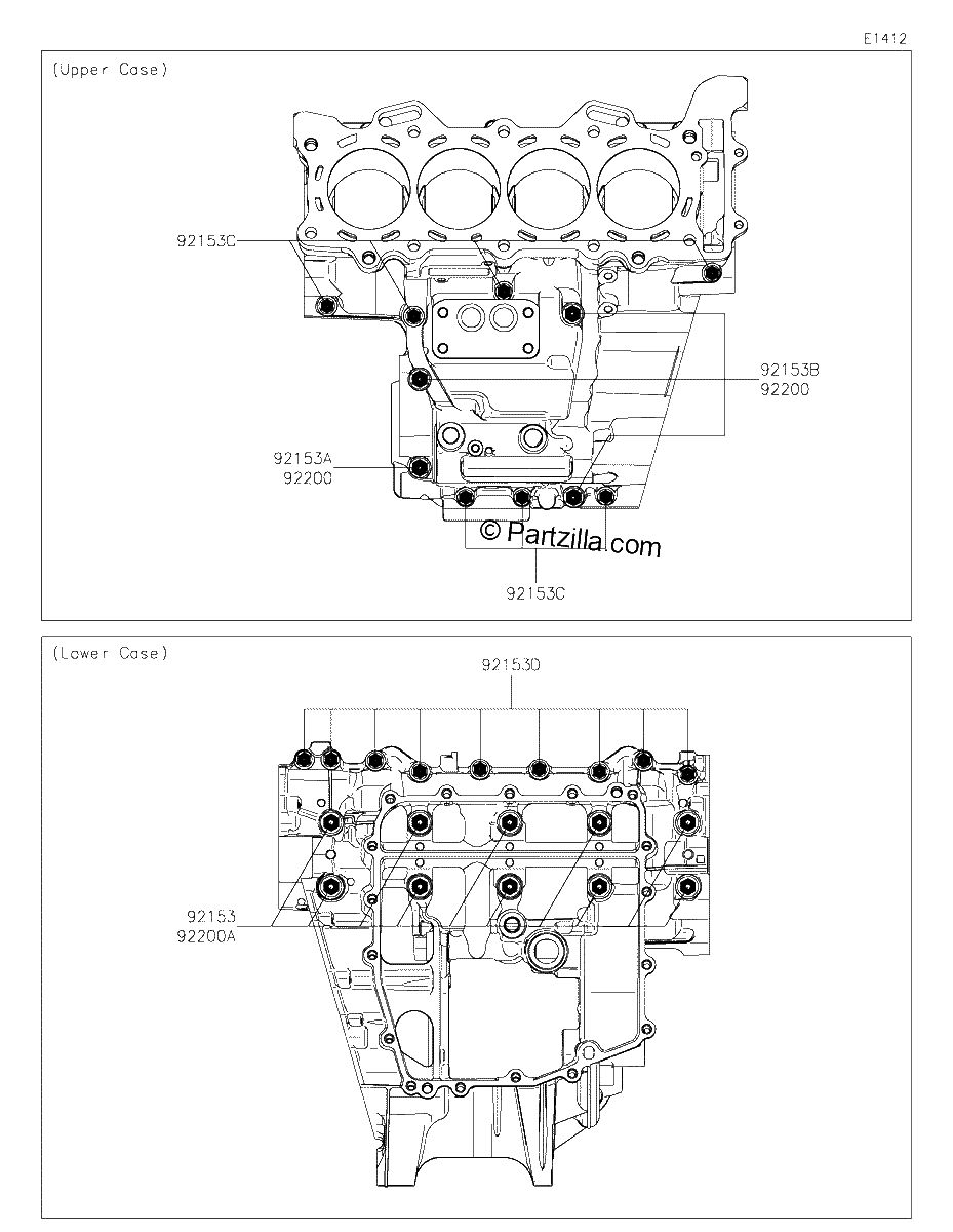 Diagrama de CRANKCASE BOLT PATTERN