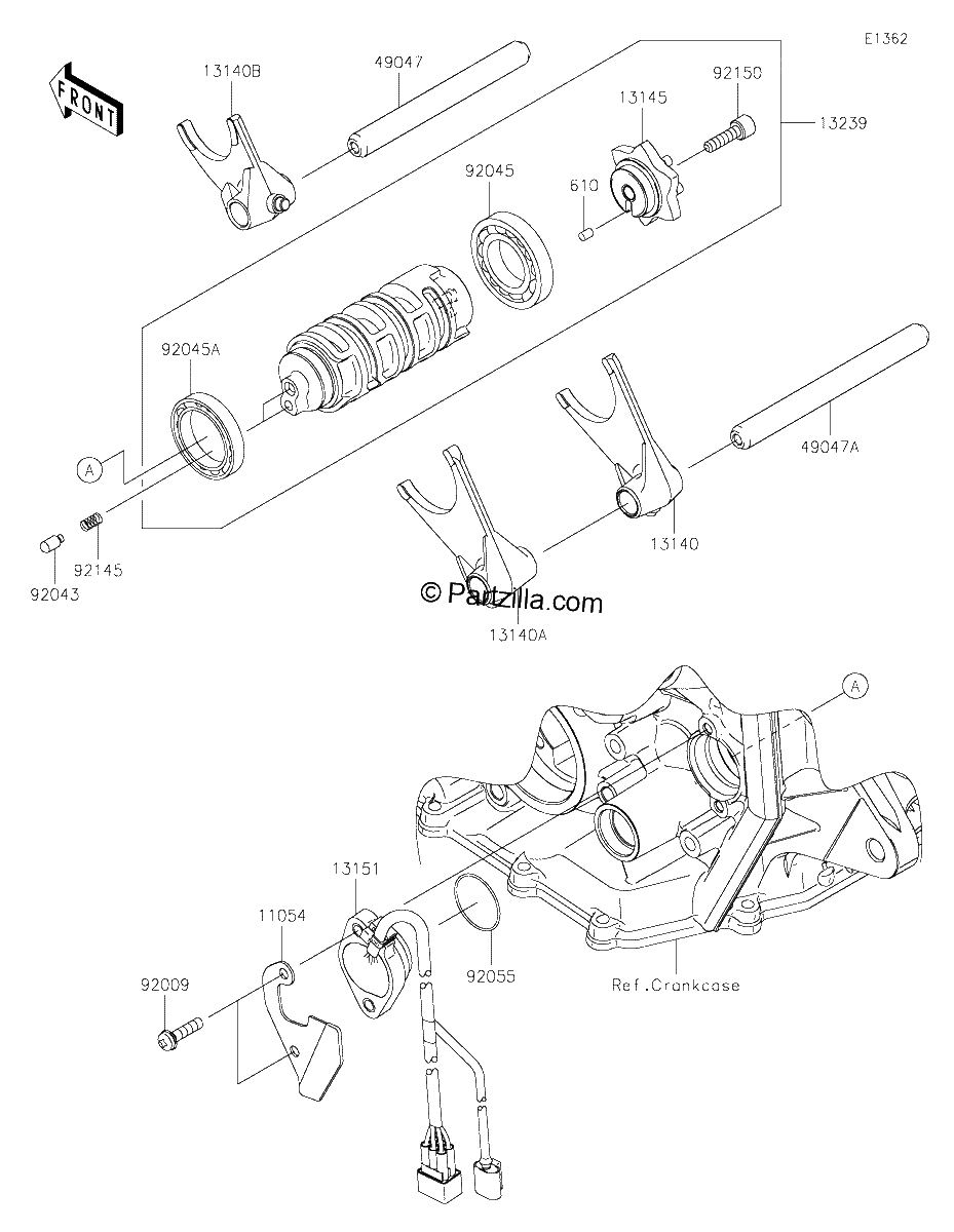 Diagrama de GEAR CHANGE DRUM SHIFT FORK S