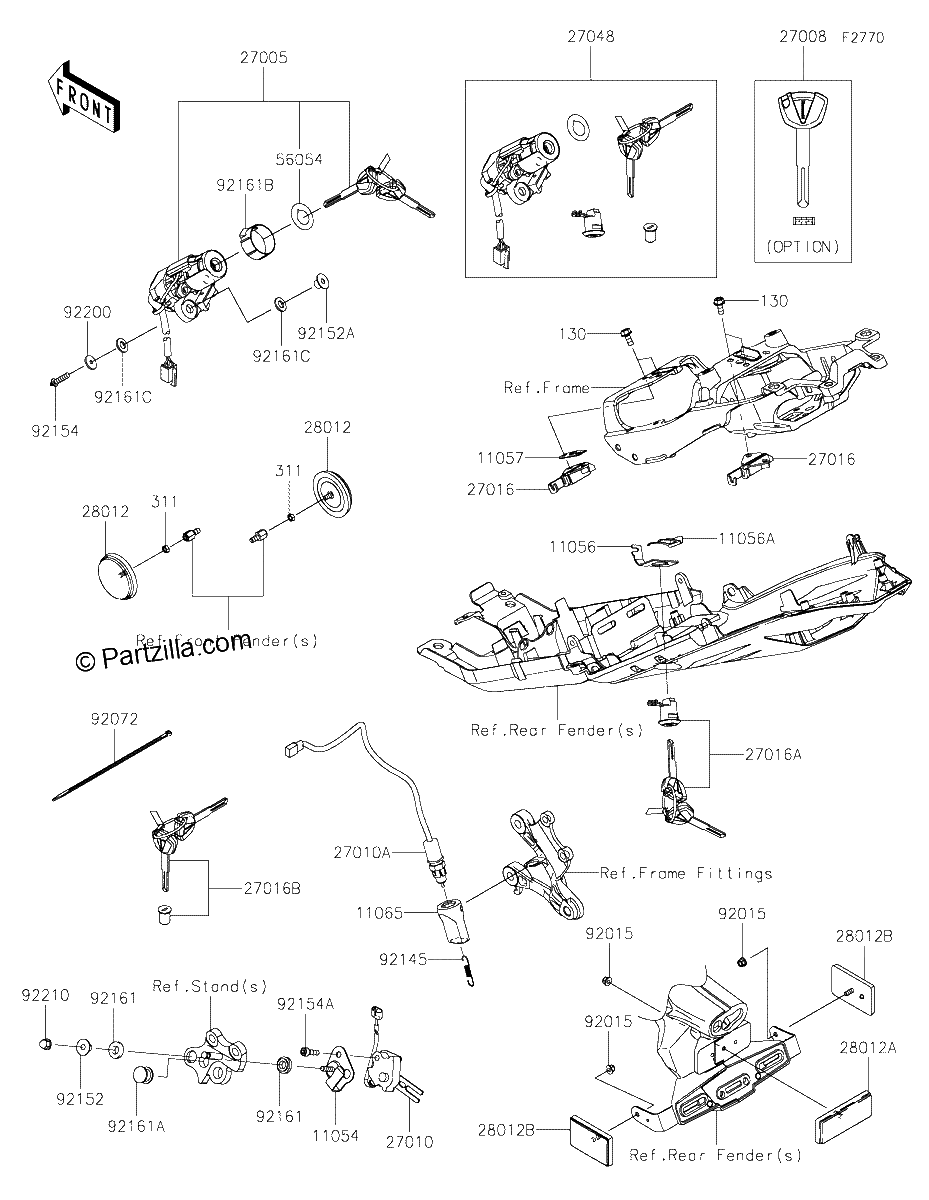 Diagrama de IGNITION SWITCH LOCKS REFLECTORS