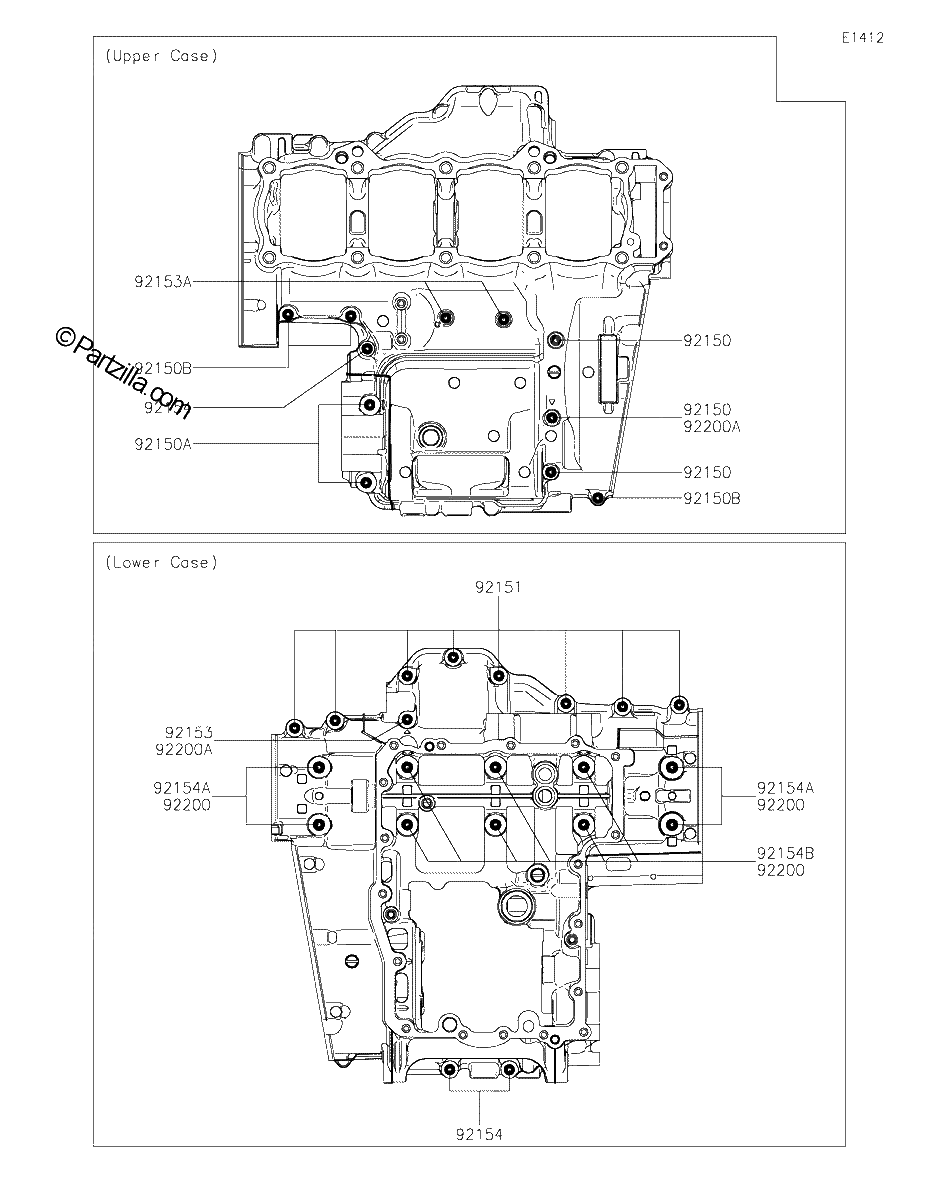 Diagrama de CRANKCASE BOLT PATTERN