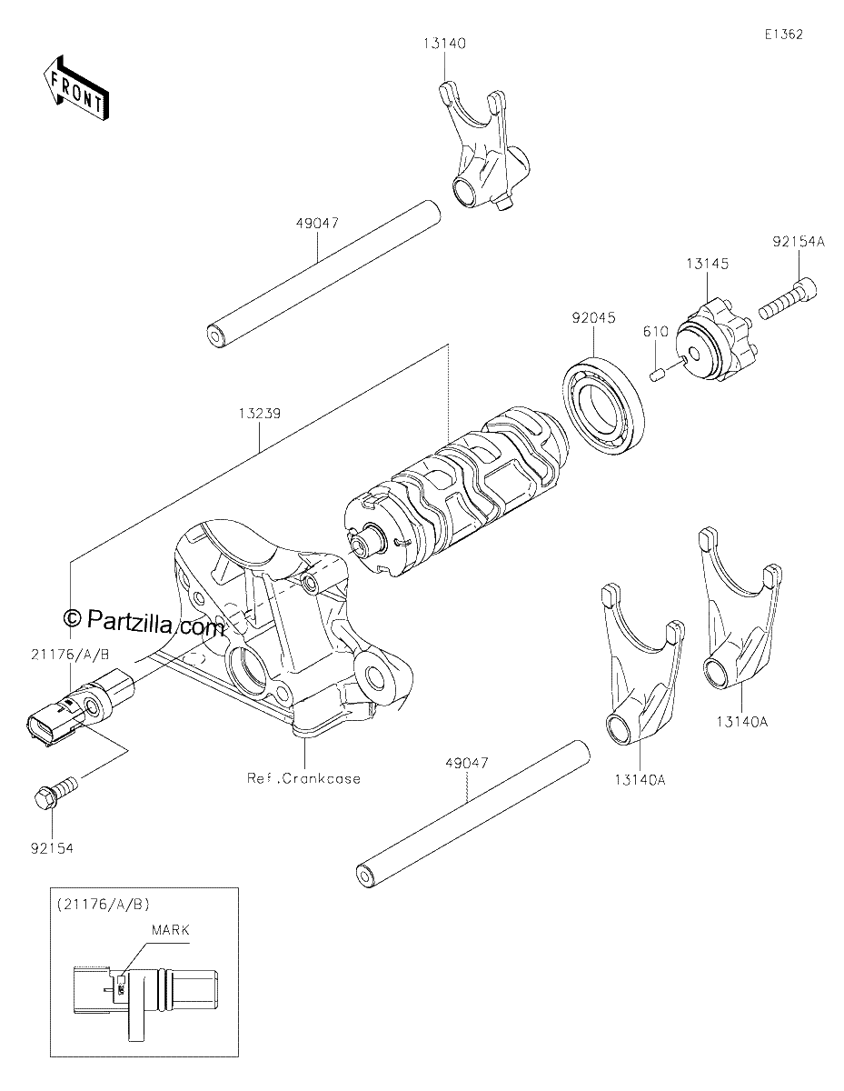 Diagrama de GEAR CHANGE DRUM SHIFT FORK S