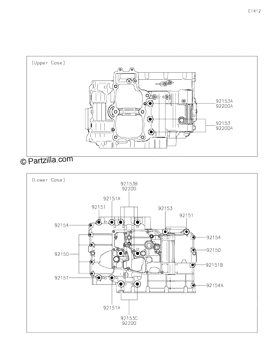 Diagrama de CRANKCASE BOLT PATTERN
