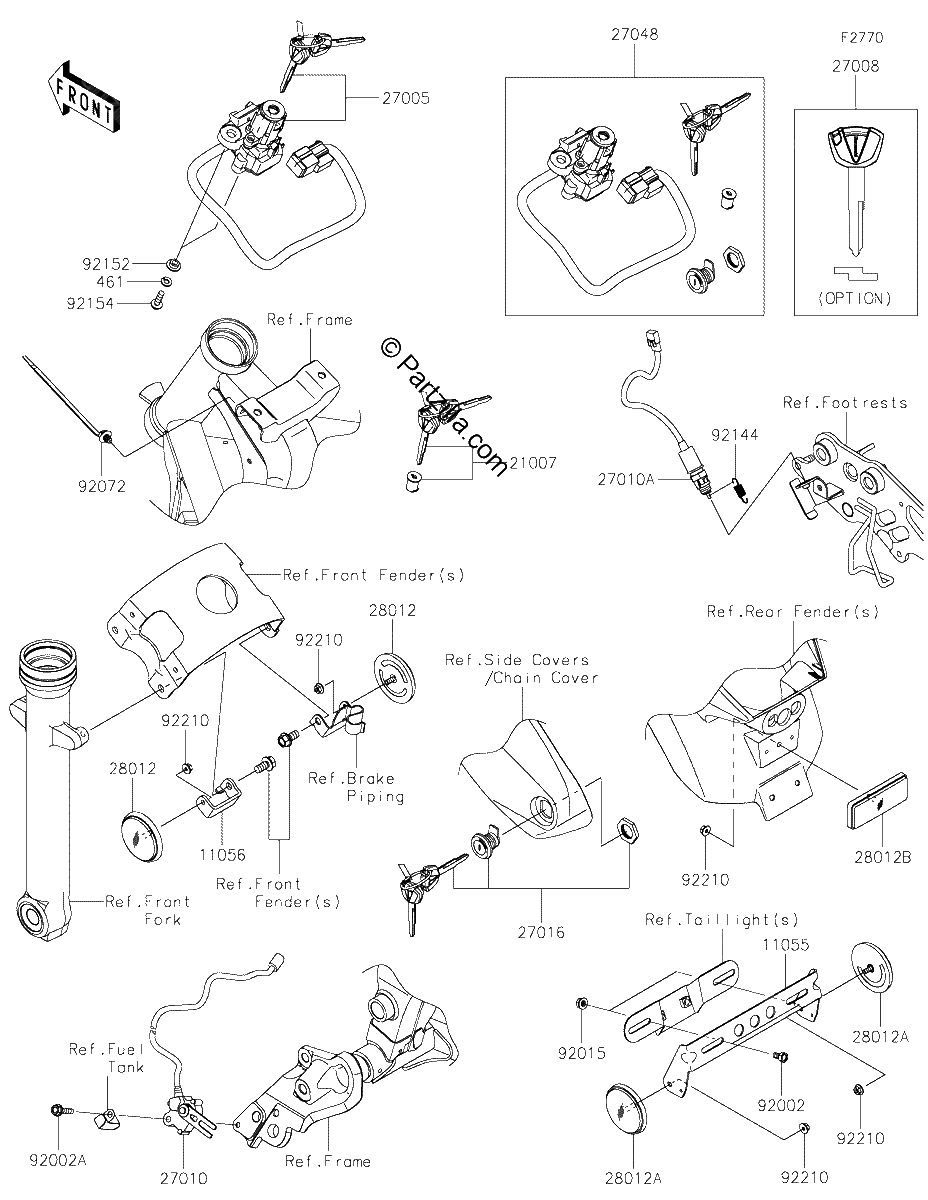 Diagrama de IGNITION SWITCH LOCKS REFLECTORS