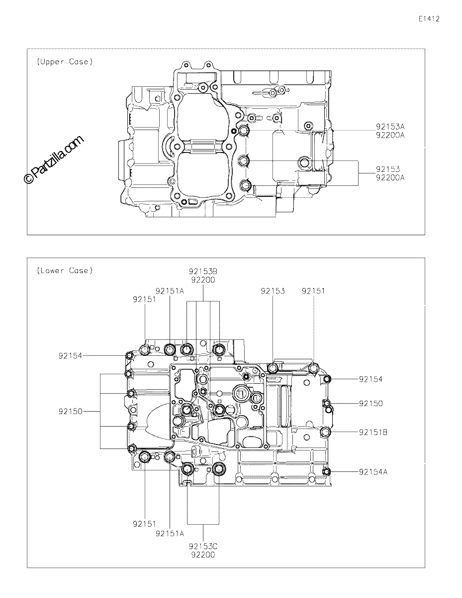 Diagrama de CRANKCASE BOLT PATTERN