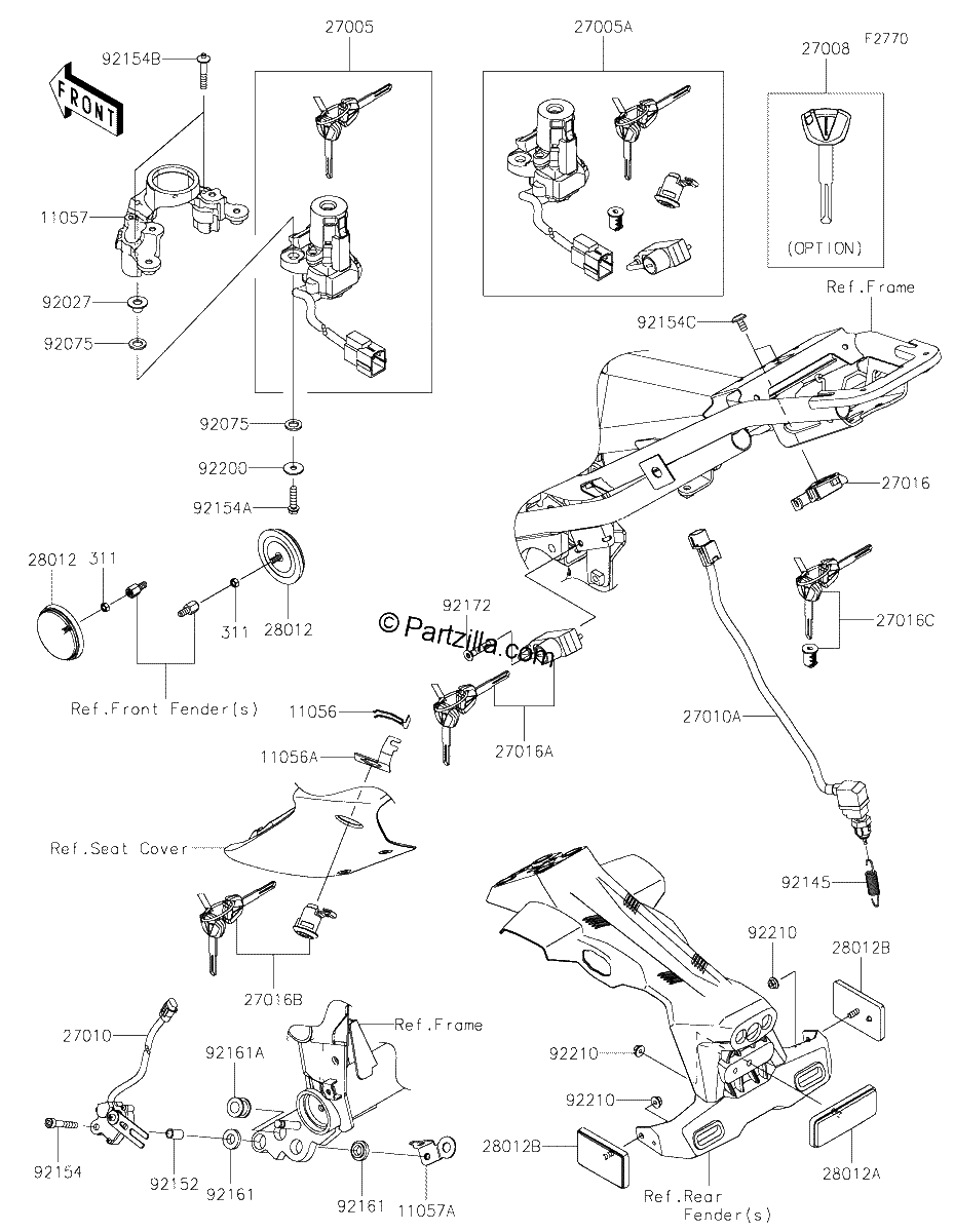 Diagrama de IGNITION SWITCH LOCKS REFLECTORS