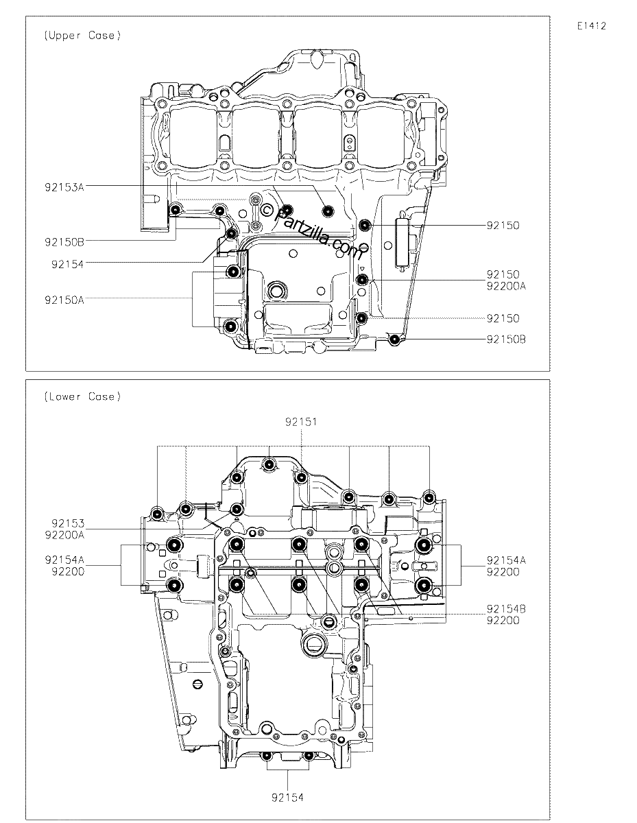 Diagrama de CRANKCASE BOLT PATTERN