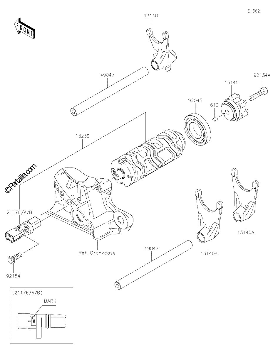 Diagrama de GEAR CHANGE DRUM SHIFT FORK S