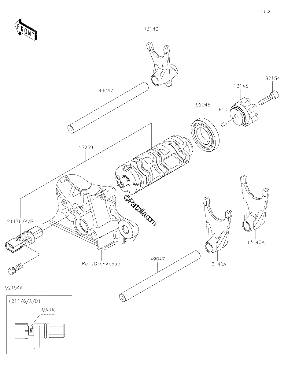 Diagrama de GEAR CHANGE DRUM SHIFT FORK S