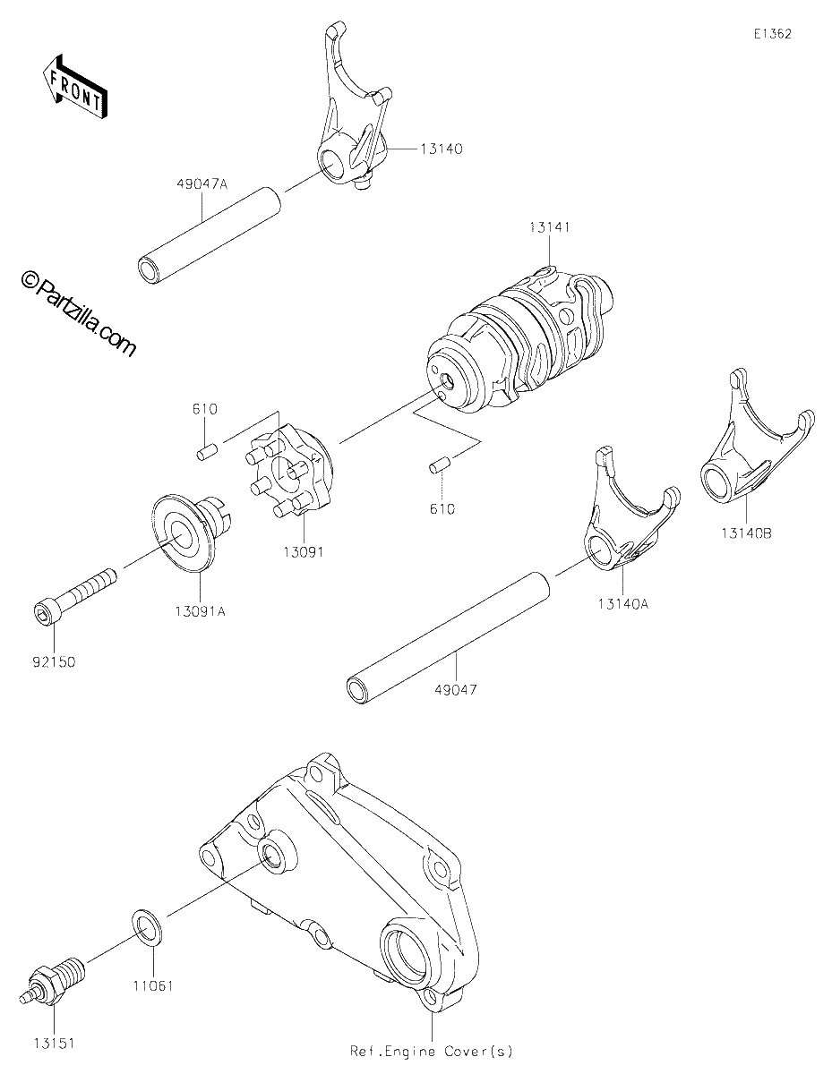 Diagrama de GEAR CHANGE DRUM SHIFT FORK S