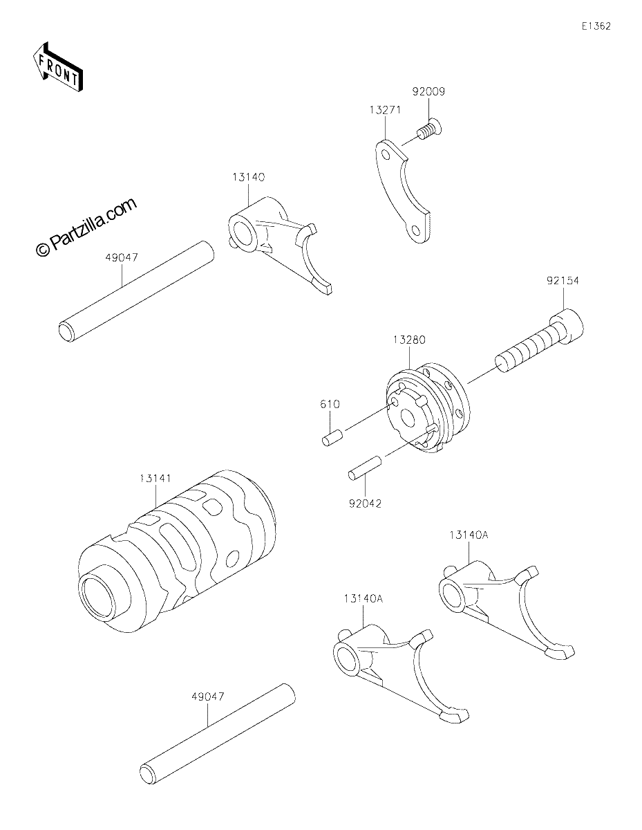 Diagrama de GEAR CHANGE DRUM SHIFT FORK S