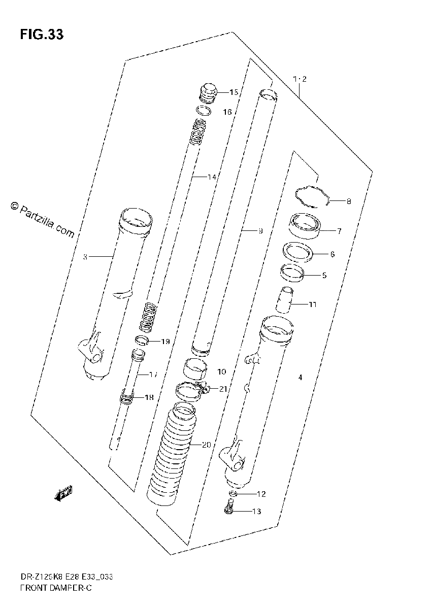 Diagrama de FRONT DAMPER DR Z125