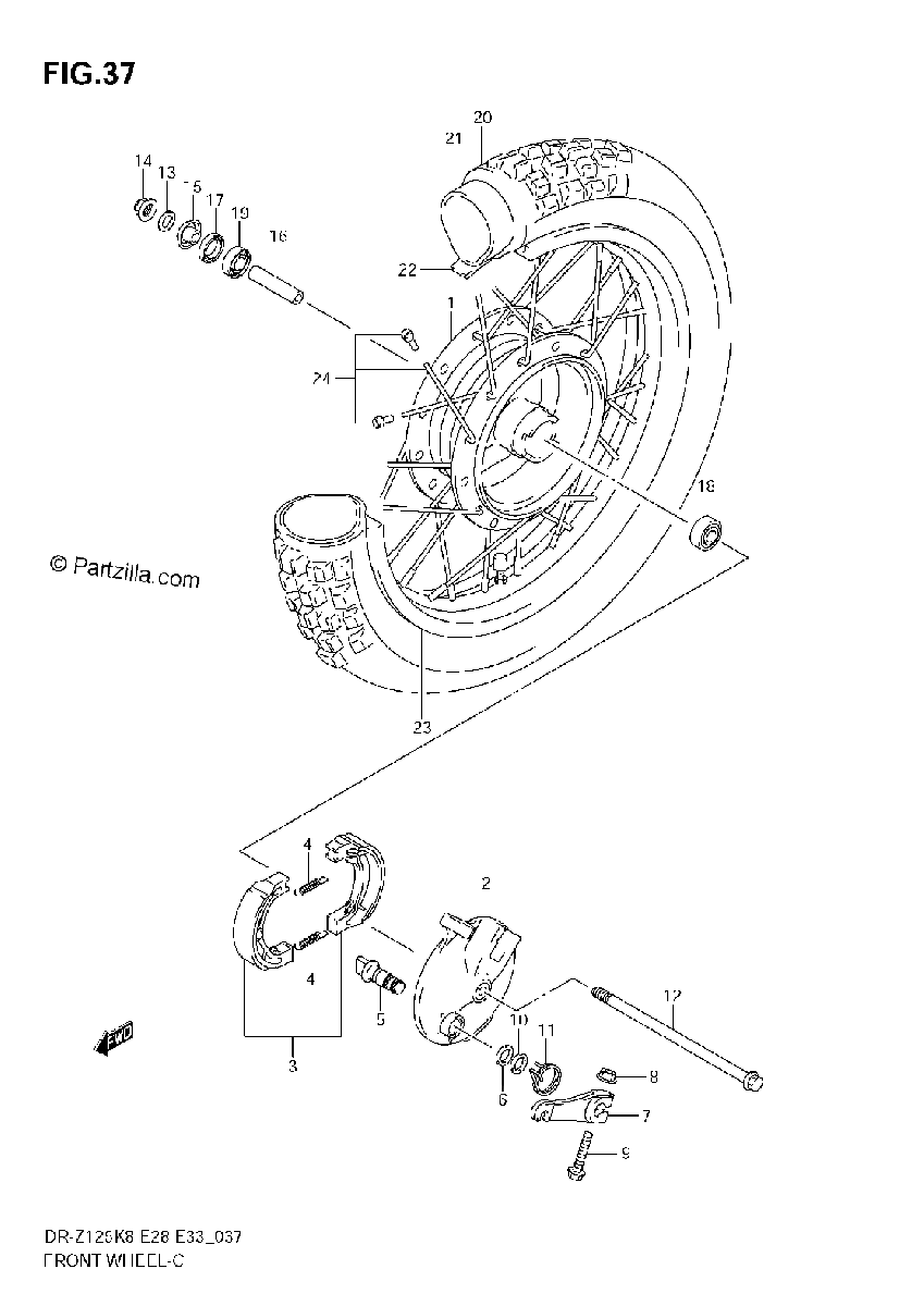 Diagrama de FRONT WHEEL DR Z125