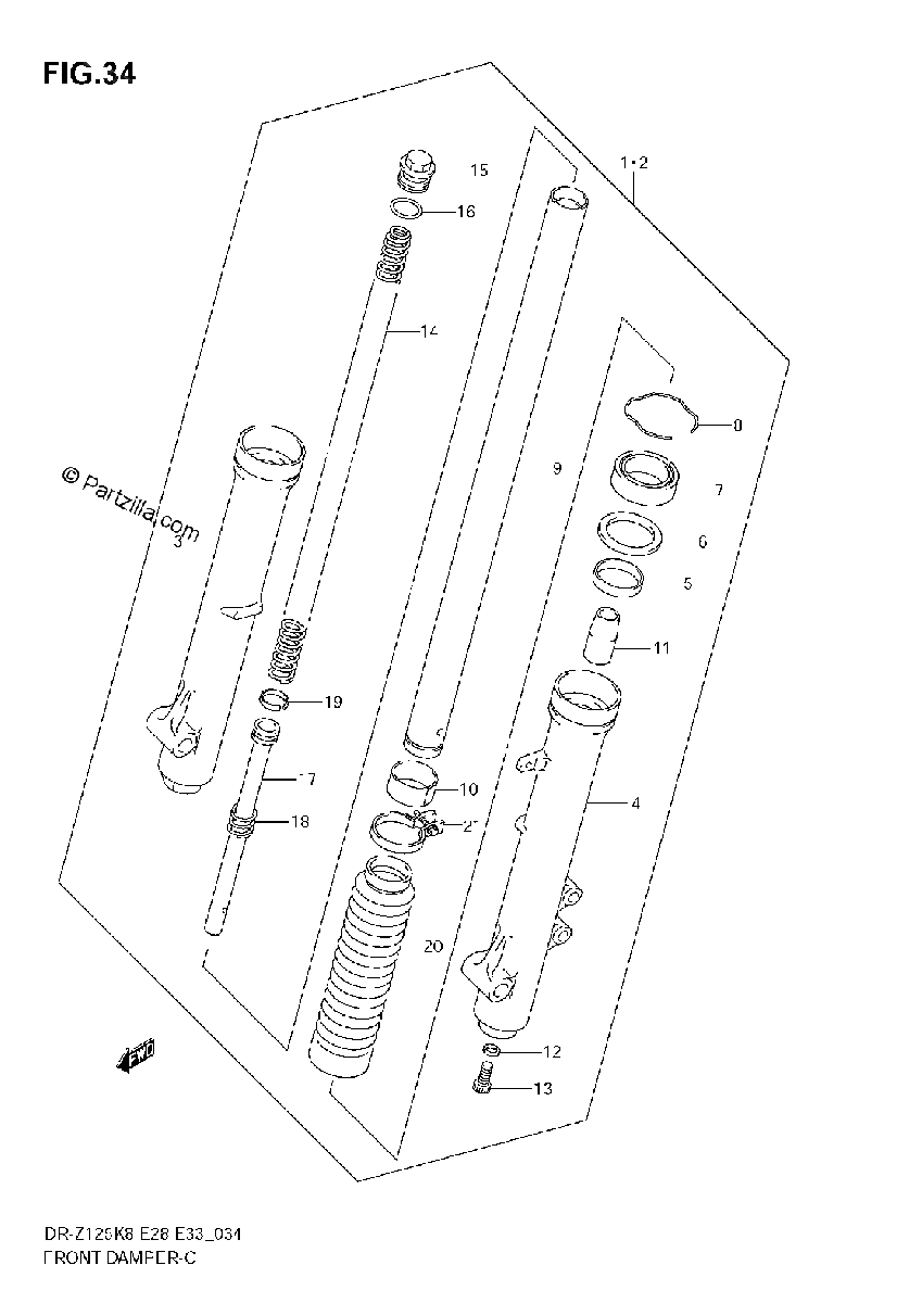 Diagrama de FRONT DAMPER DR Z125L