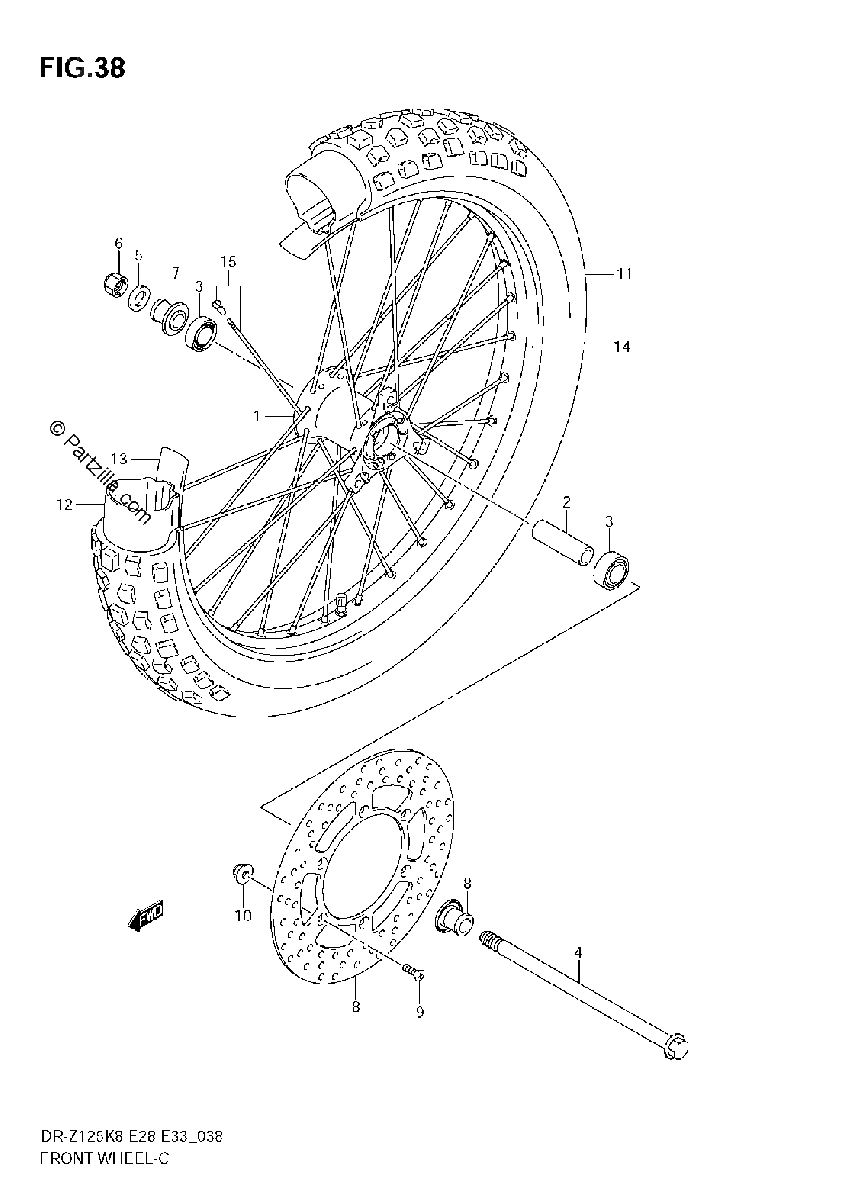 Diagrama de FRONT WHEEL DR Z125L