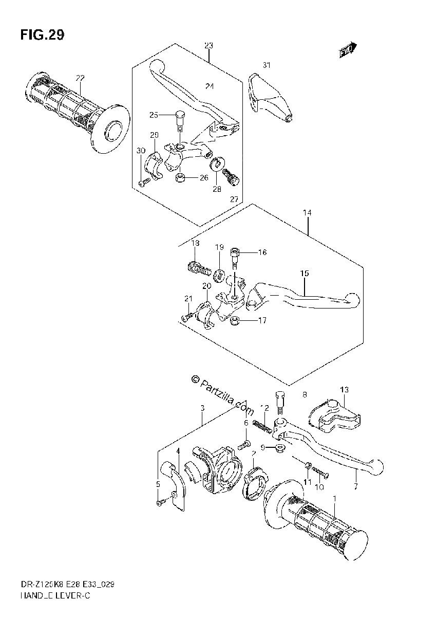 Diagrama de HANDLE LEVER MODEL K8 K9