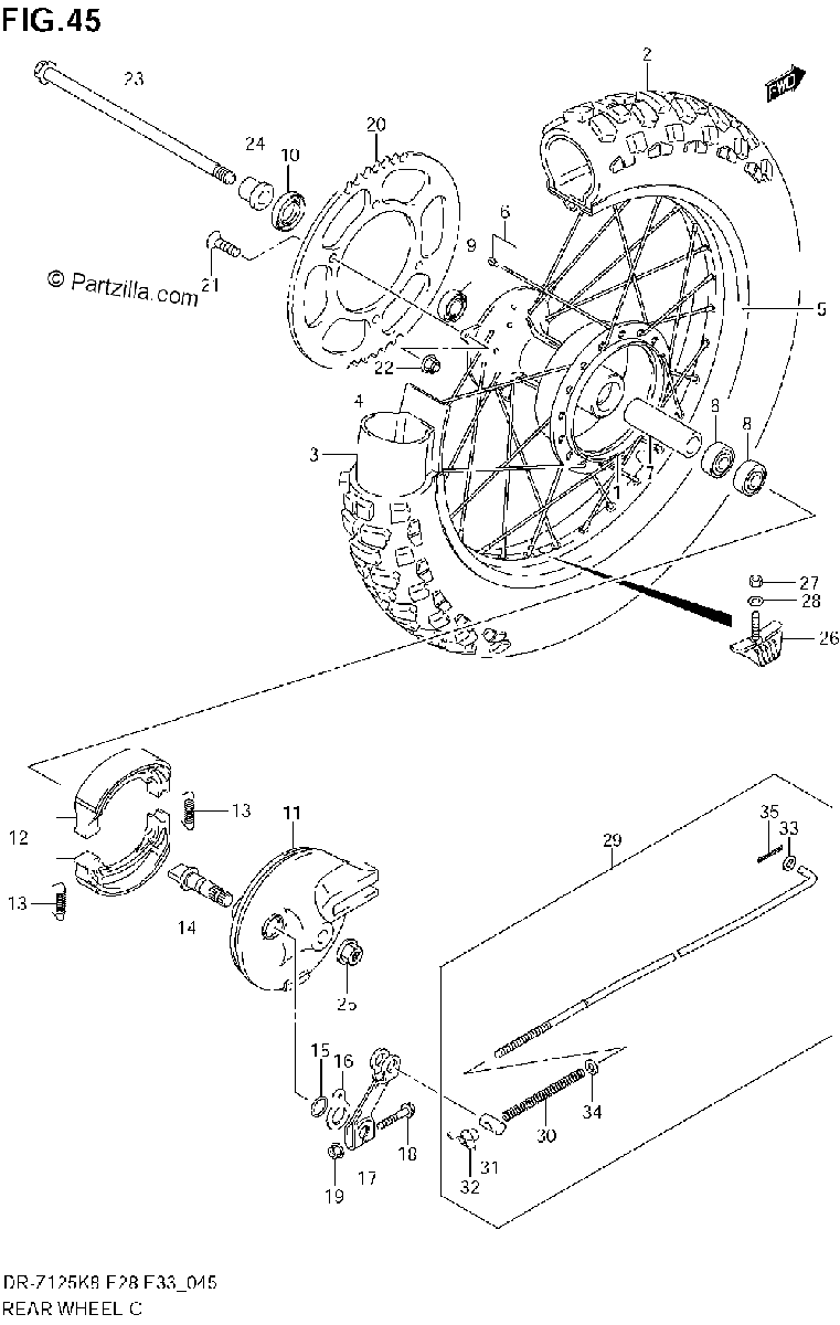Diagrama de REAR WHEEL DR Z125L