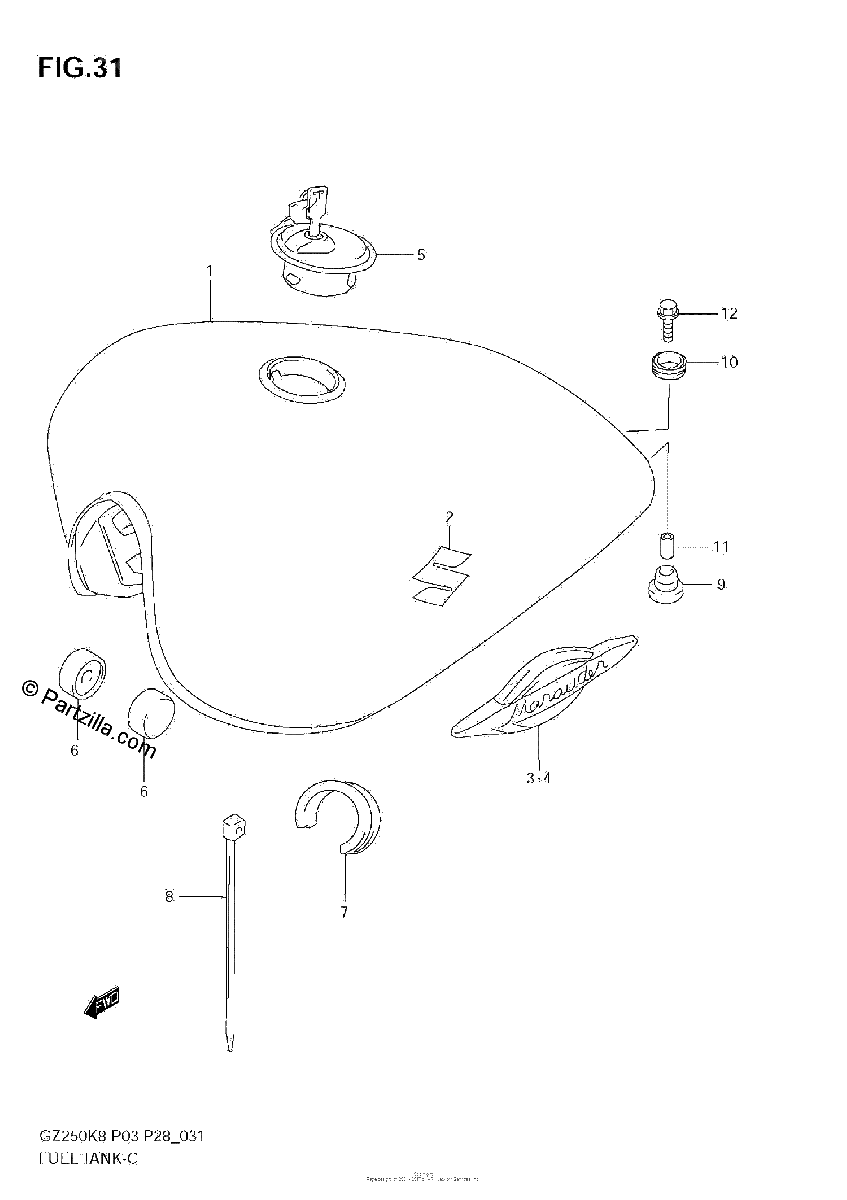 Diagrama de FUEL TANK MODEL K8 K9