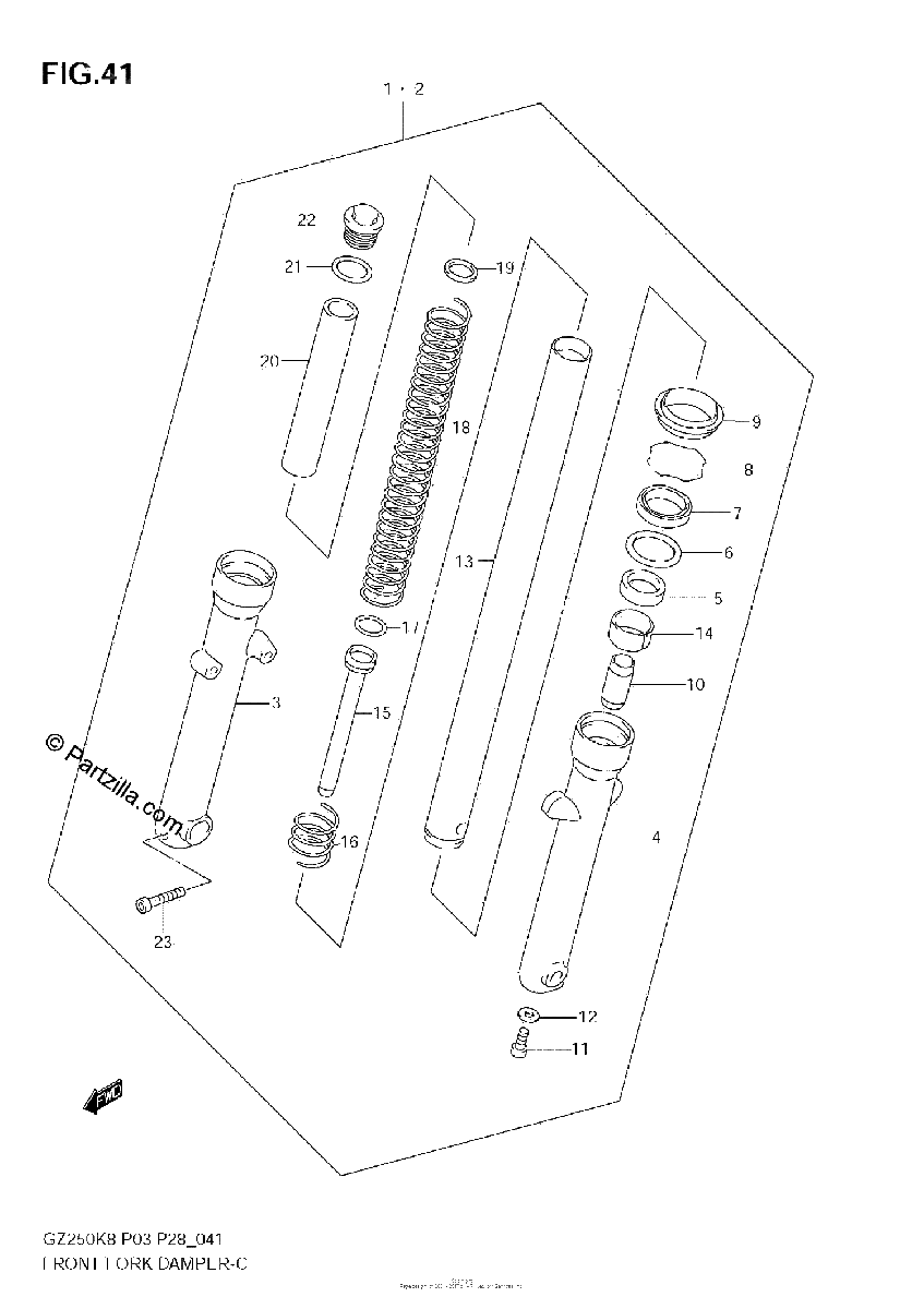 Diagrama de FRONT FORK DAMPER