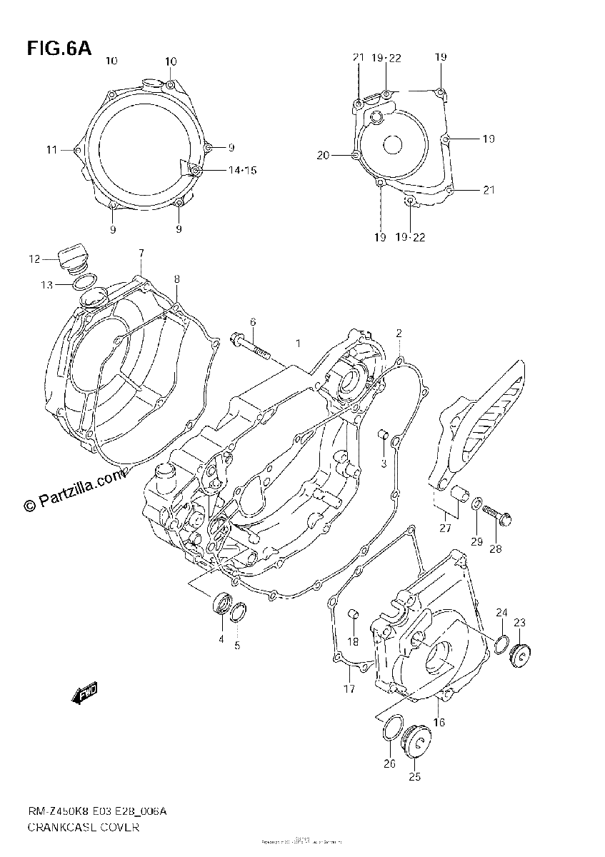 Diagrama de CRANKCASE COVER RM Z450 L1