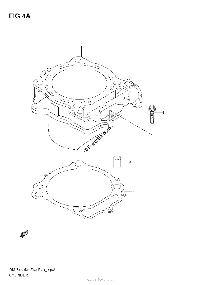 Diagrama de CYLINDER RM Z450 L1