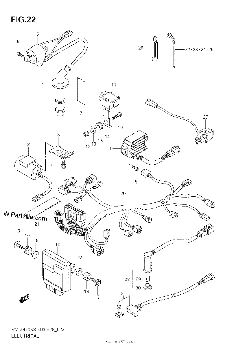 Diagrama de ELECTRICAL RM Z450 K8 K9