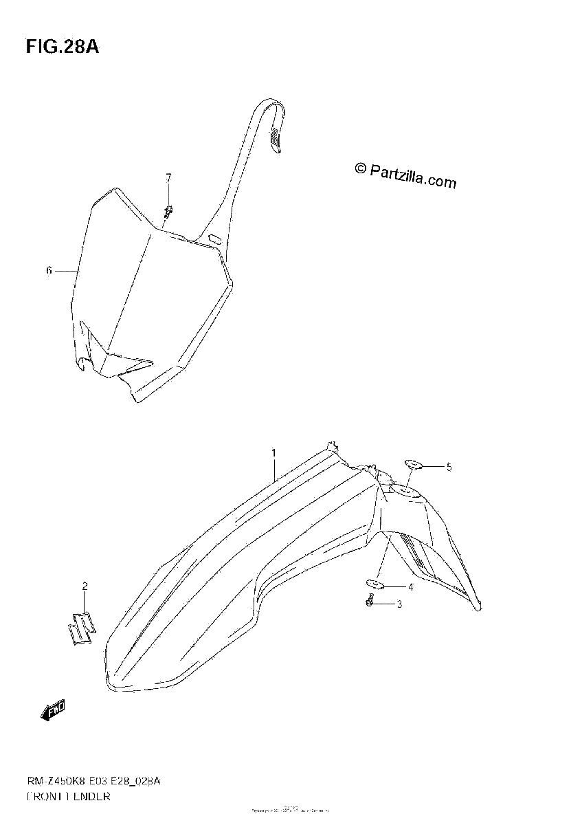 Diagrama de FRONT FENDER RM Z450 L1