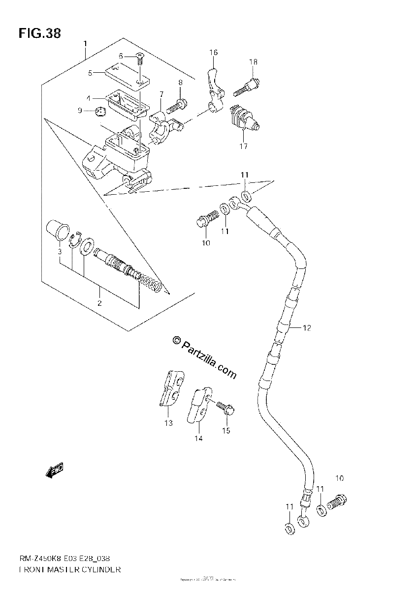 Diagrama de FRONT MASTER CYLINDER RM Z450 K8 K9 L0