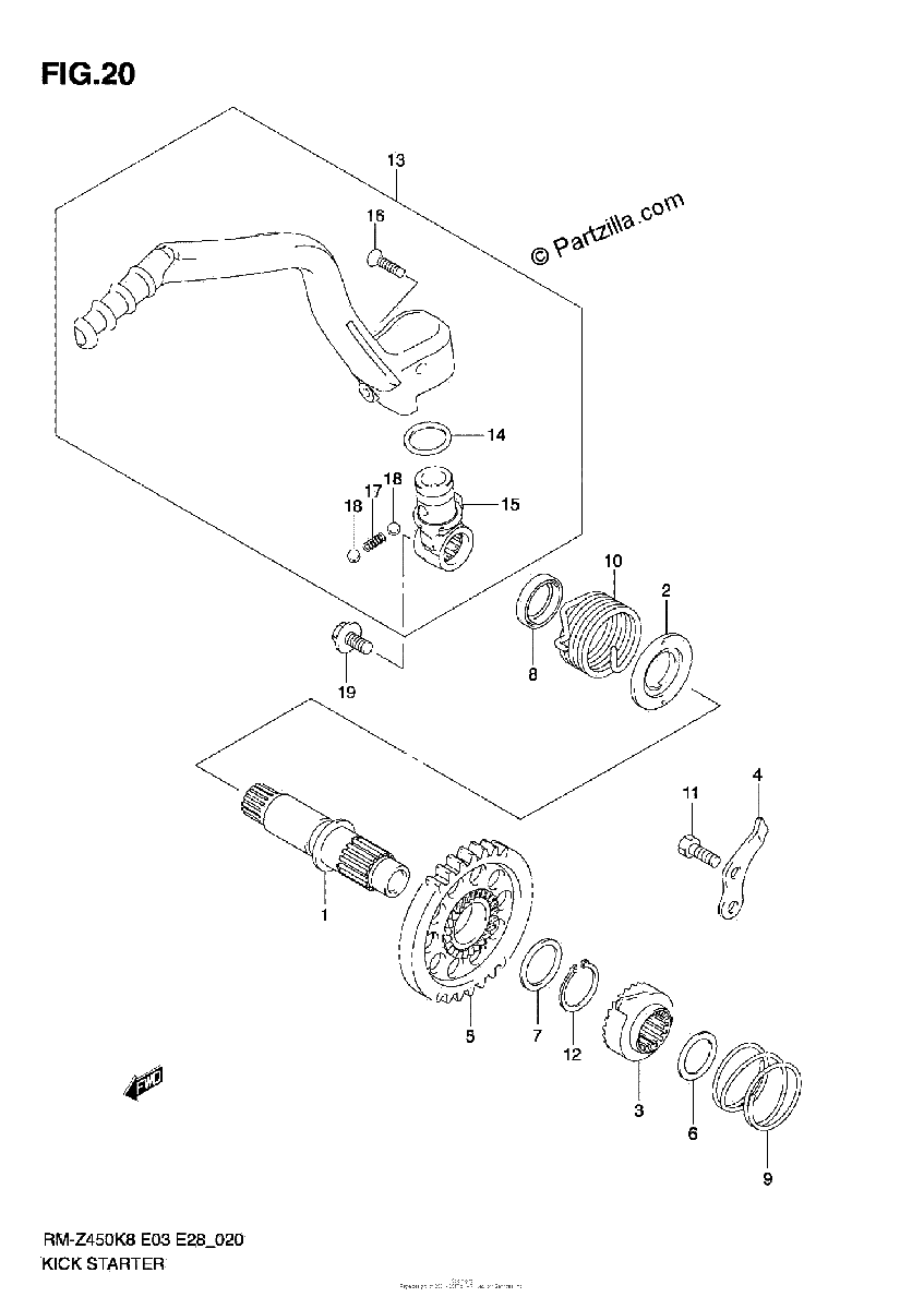 Diagrama de KICK STARTER RM Z450 K8 K9