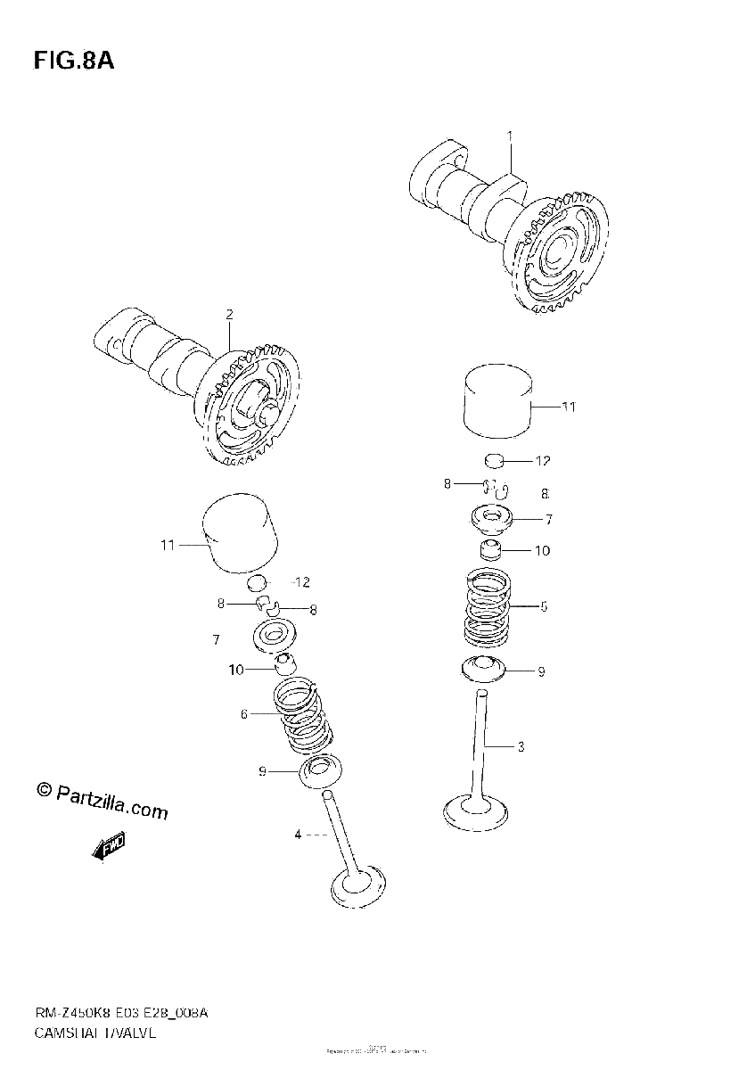 Diagrama de CAMSHAFT VALVE RM Z450 L1