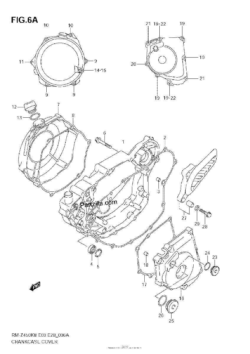 Diagrama de CRANKCASE COVER RM Z450 L1